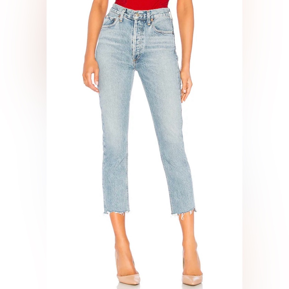 Agolde Riley High Rise Straight Crop in Zephyr Sz 23”
